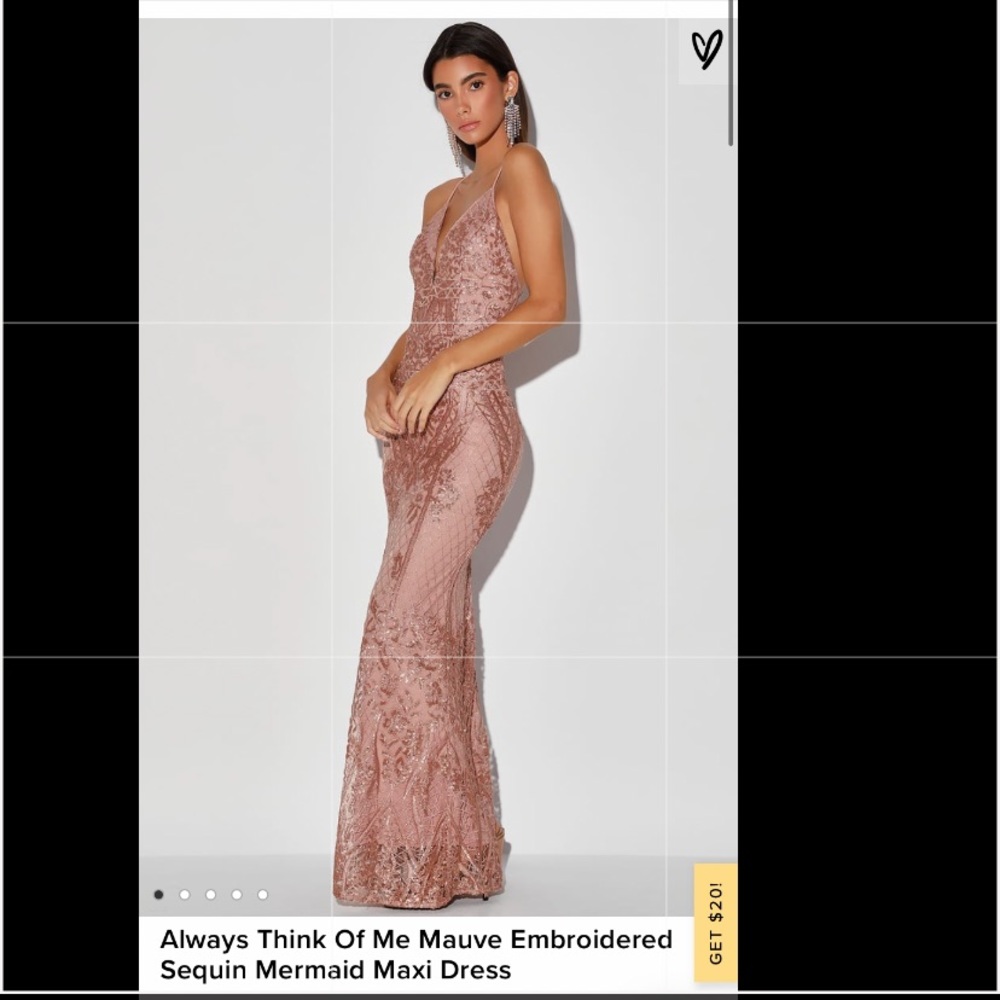 Always Think Of Me Mauve Embroidered Sequin Maxi